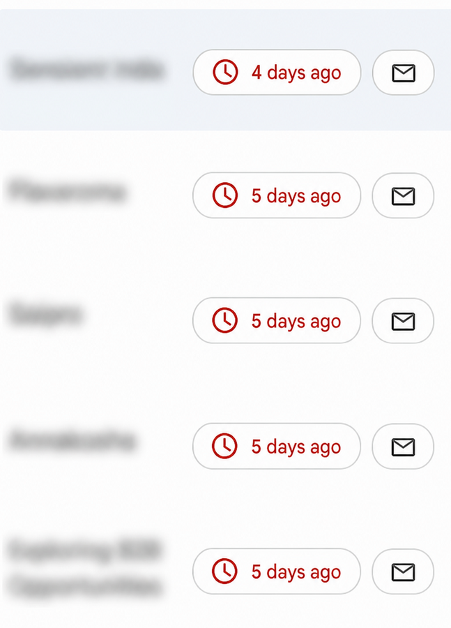Blurred follow-up tracker showing supplier response delays during food product development at Humble Yeti